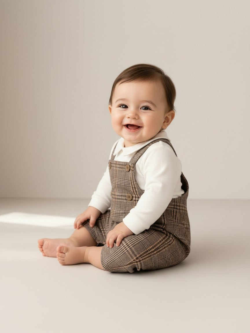 Salopette a quadri con t-shirt SL9470 MA Teto e Tatta 
