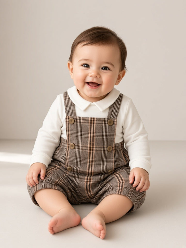 Salopette a quadri con t-shirt SL9470 MA Teto e Tatta 