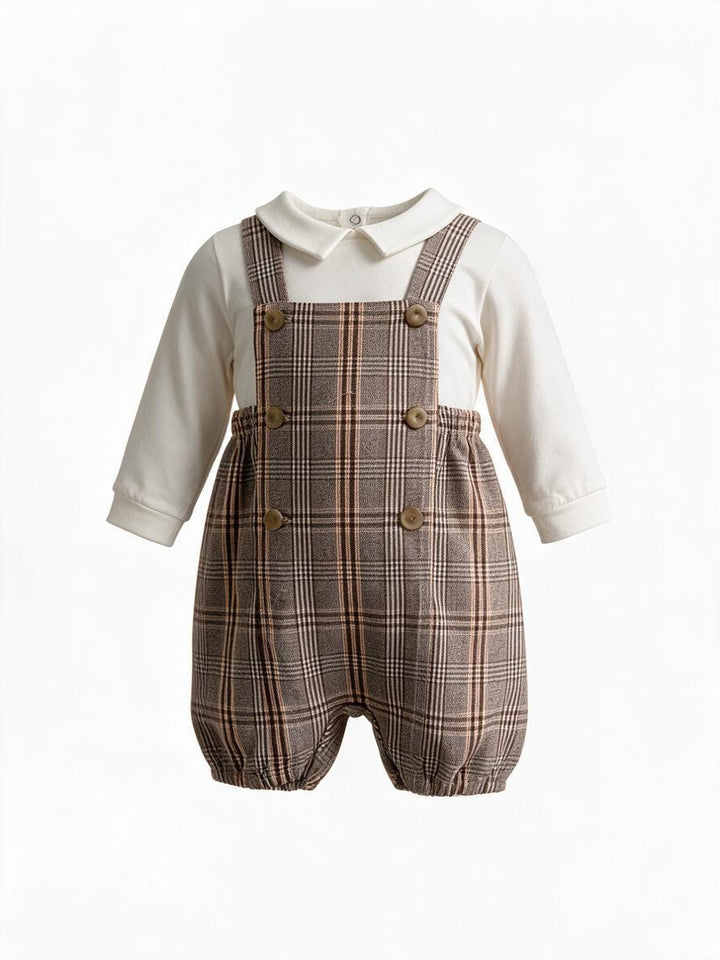 Salopette a quadri con t-shirt SL9470 MA Teto e Tatta 