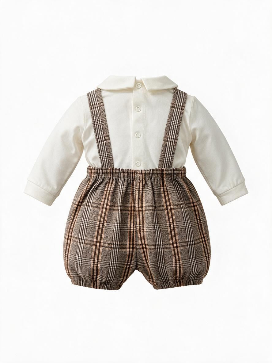 Salopette a quadri con t-shirt SL9470 MA Teto e Tatta 