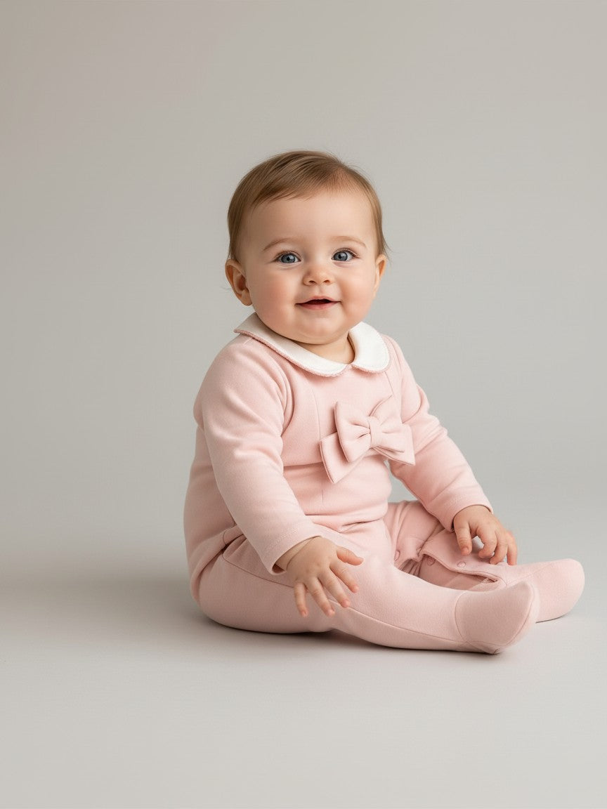 Tutina in caldo cotone con fiocco rosa TU9380 RO Teto e Tatta 