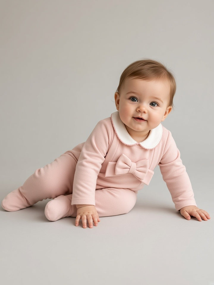 Tutina in caldo cotone con fiocco rosa TU9380 RO Teto e Tatta 