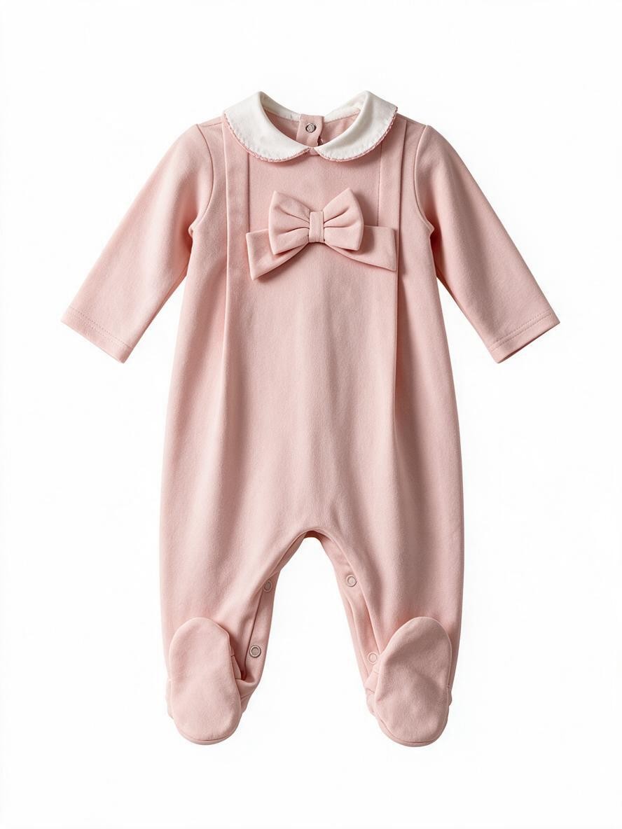 Tutina in caldo cotone con fiocco rosa TU9380 RO Teto e Tatta 