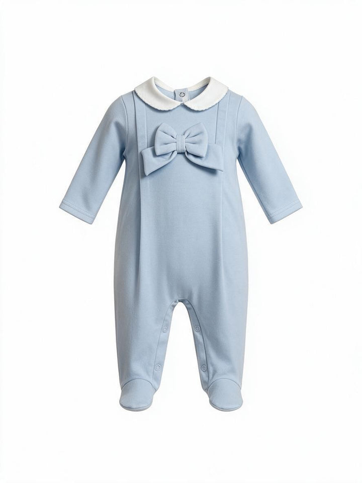 Tutina in cotone caldo con fiocco celeste TU9530 CE Teto e Tatta 