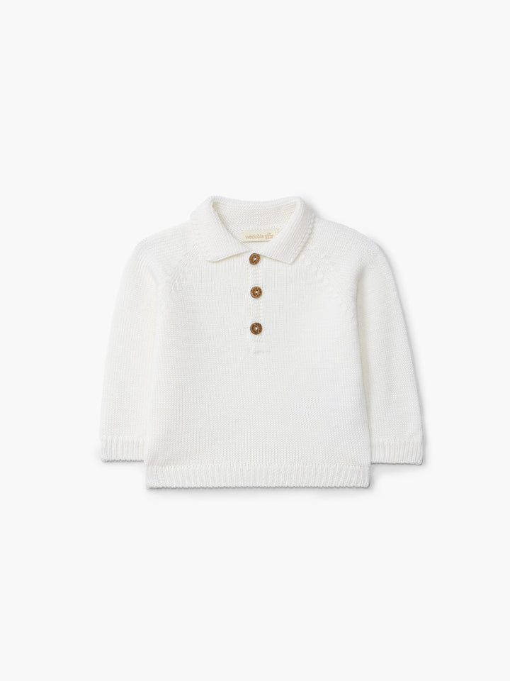 Polo in lana merino panna 03319A 03 WEDOBLE 