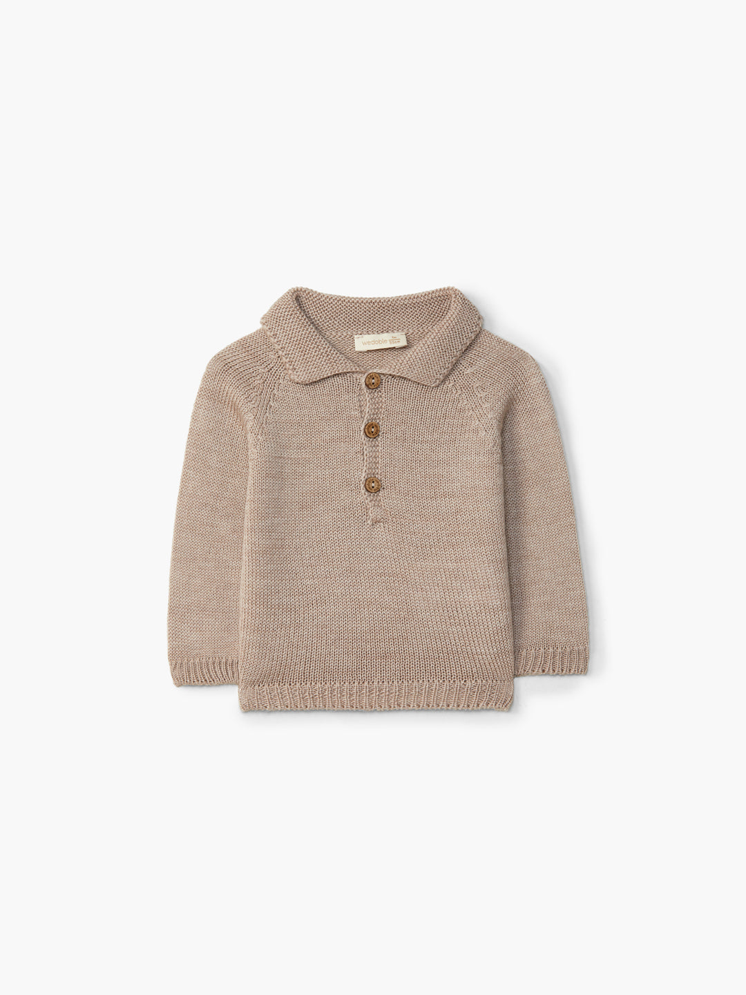 Polo in lana merino beige 03319A 04 WEDOBLE 