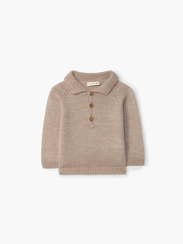 Polo in lana merino beige 03319A 04 WEDOBLE 