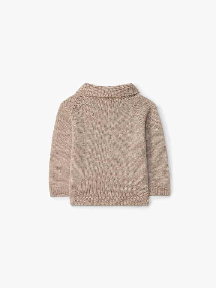 Polo in lana merino beige 03319A 04 WEDOBLE 