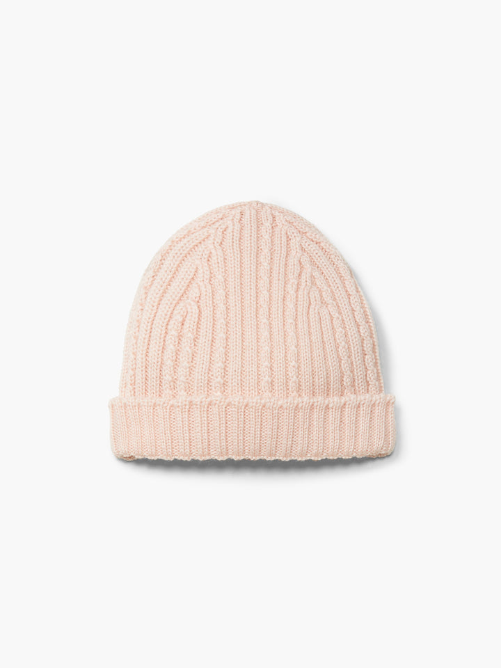 Cappello a trecce in lana merino rosa 04307B 02 WEDOBLE 