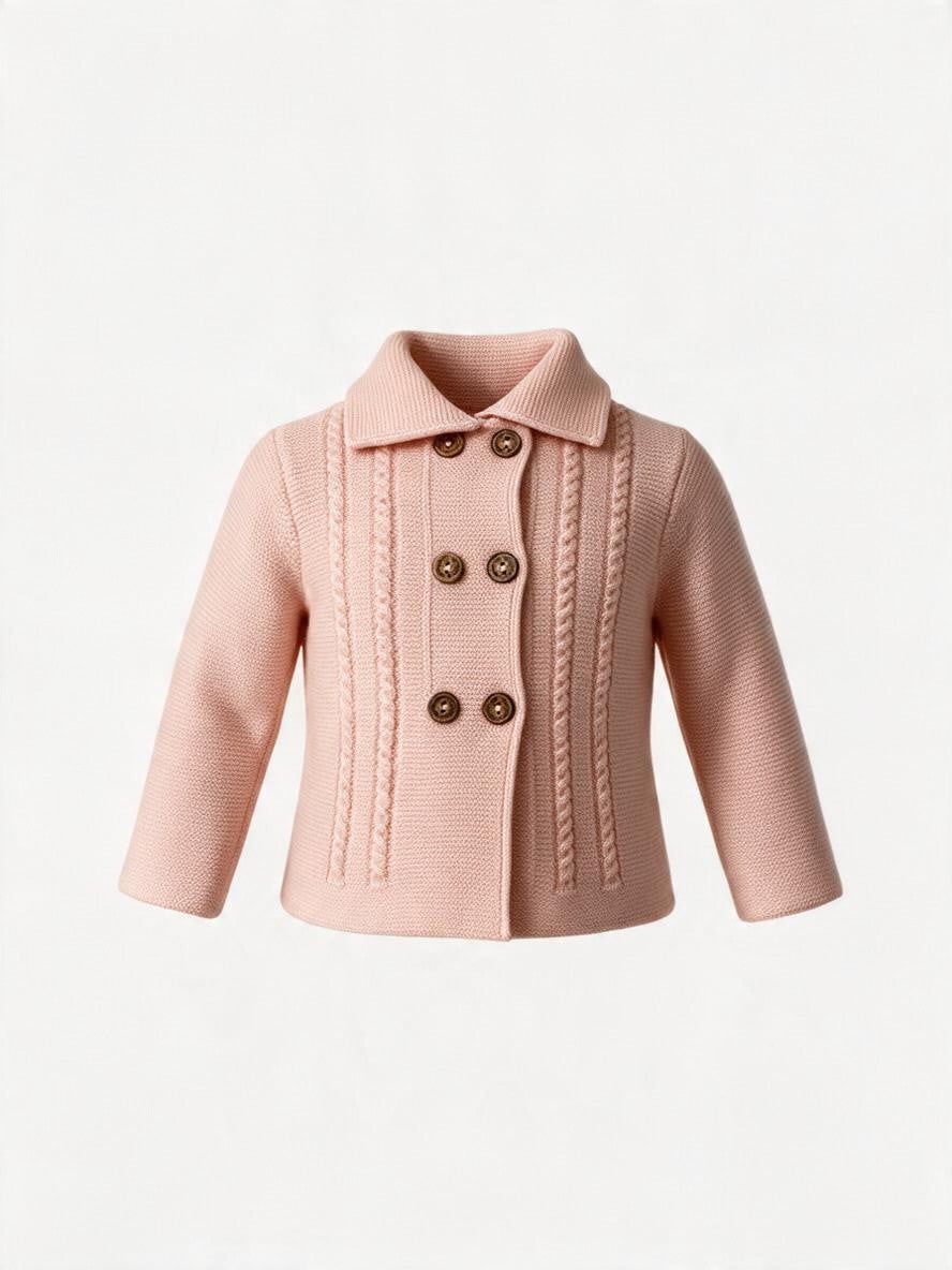 Cappottino a doppio petto in lana rosa 04308A 02 WEDOBLE 