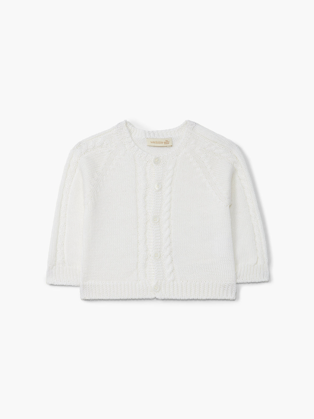 Cardigan a treccina in lana panna 04308B 03 WEDOBLE 
