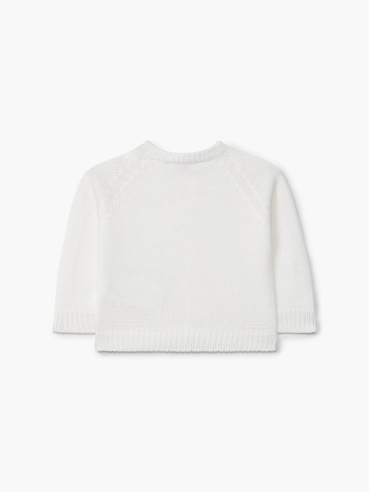 Cardigan a treccina in lana panna 04308B 03 WEDOBLE 