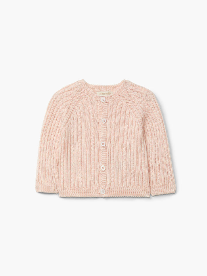 Cardigan a costine in lana rosa 04308C 02 WEDOBLE 