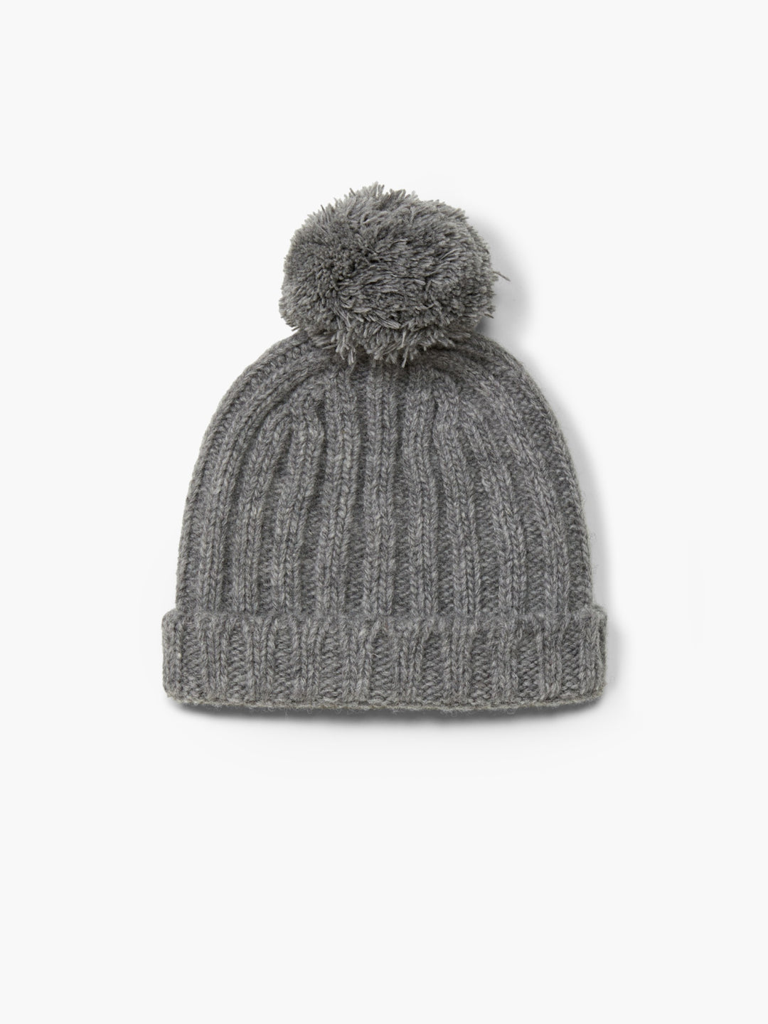 Cappello con ponpon in lana merino grigio 05307B 10 WEDOBLE 