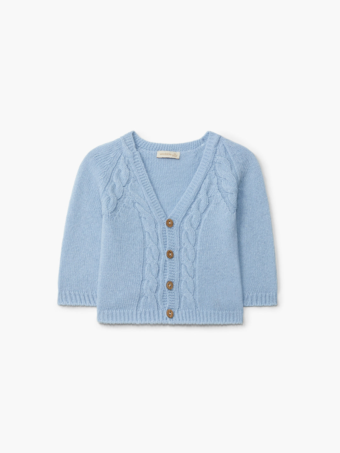 Cardigan scollo a V in lana celeste 05308D 01 WEDOBLE 
