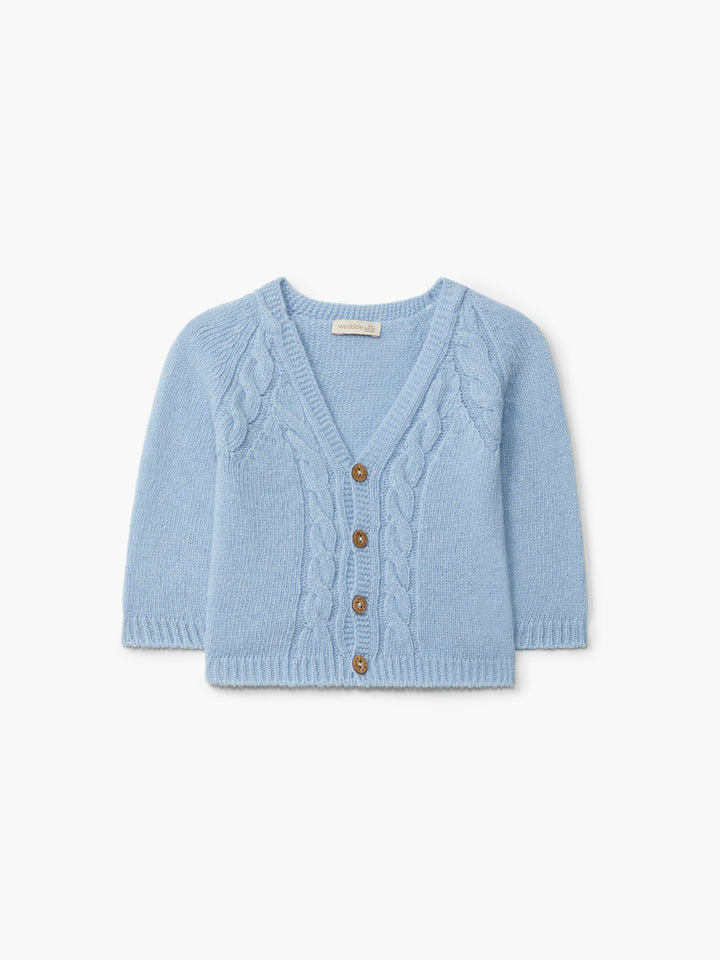 Cardigan scollo a V in lana celeste 05308D 01 WEDOBLE 