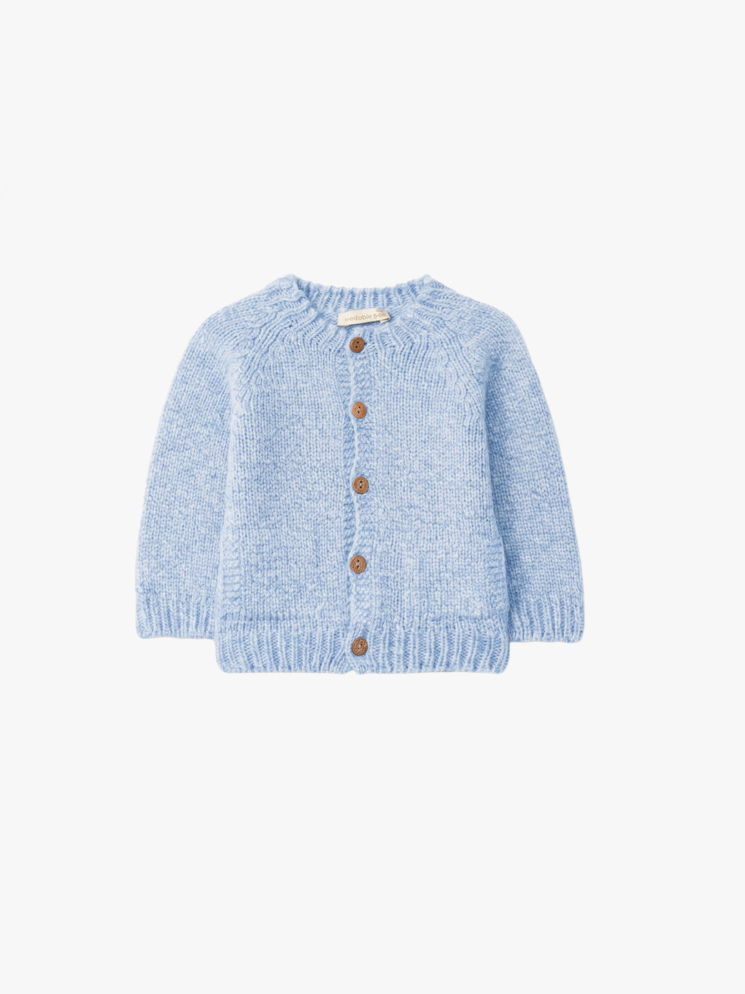 Cardigan in lana merino con tasche celeste 07308B 43 WEDOBLE 