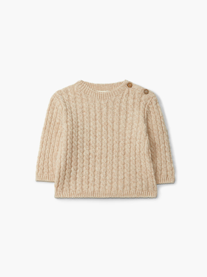 Maglione a trecce in lana merino beige 08301C 04 WEDOBLE 