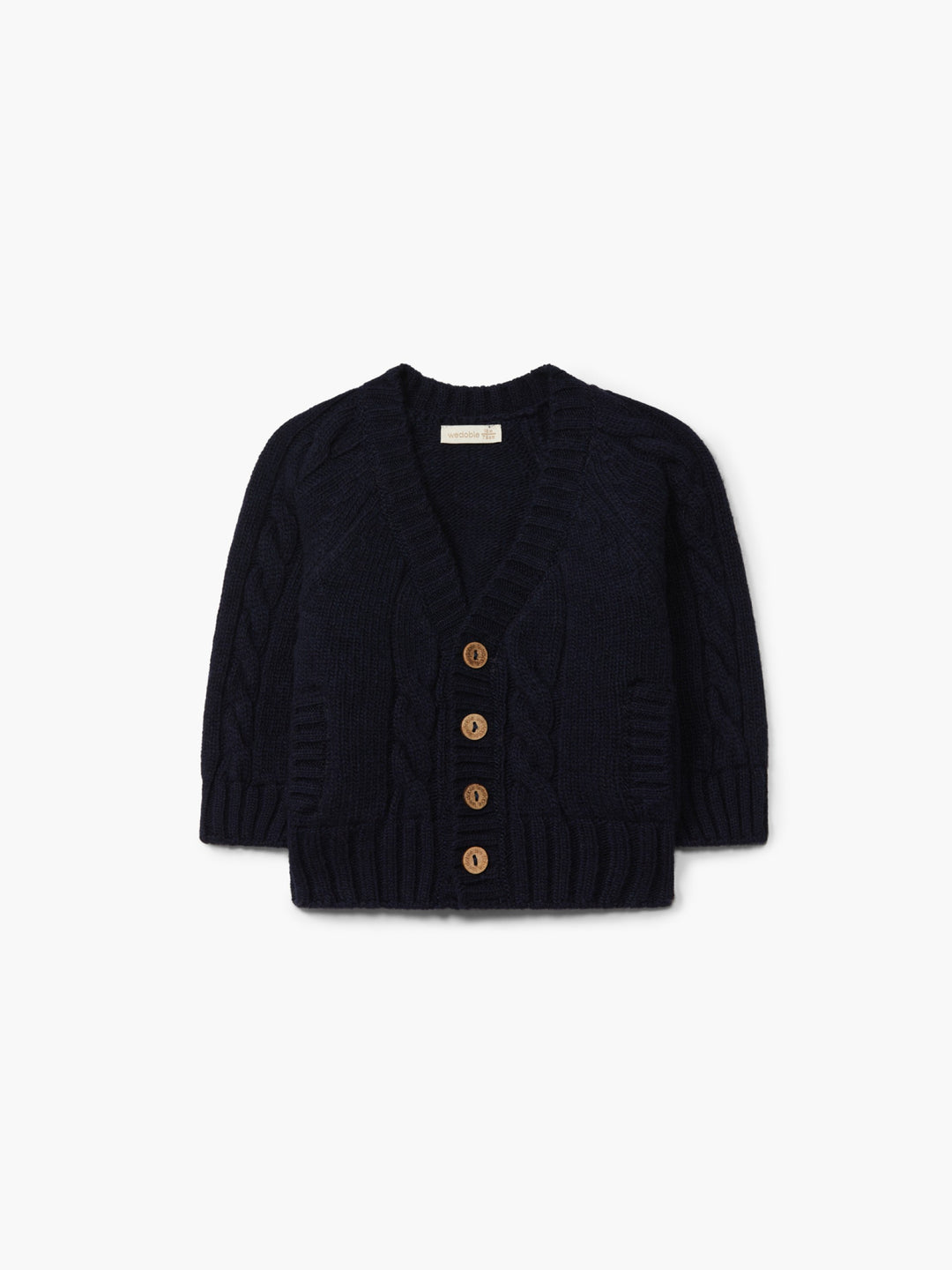 Cardigan scollo a V in lana merino blu 11308B 13 WEDOBLE 