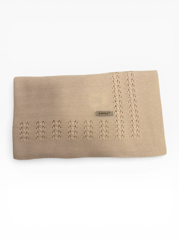 Coperta in filo traforato beige 26122 12 Babby 