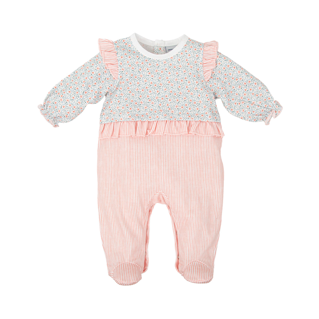 Tutina in cotone con fiori e righe 11223 MU BABIDU 