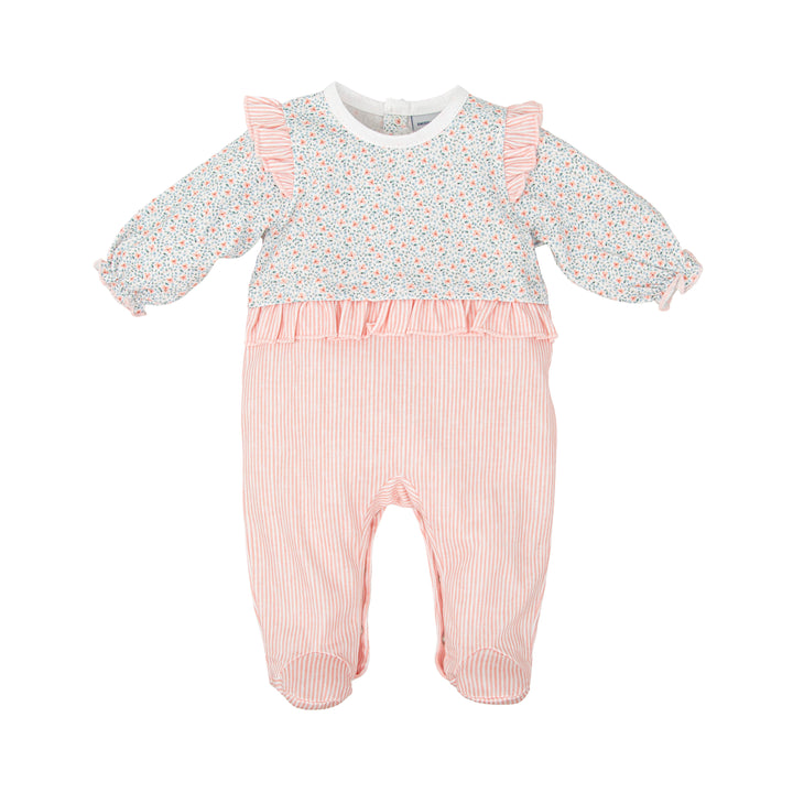 Tutina in cotone con fiori e righe 11223 MU BABIDU 