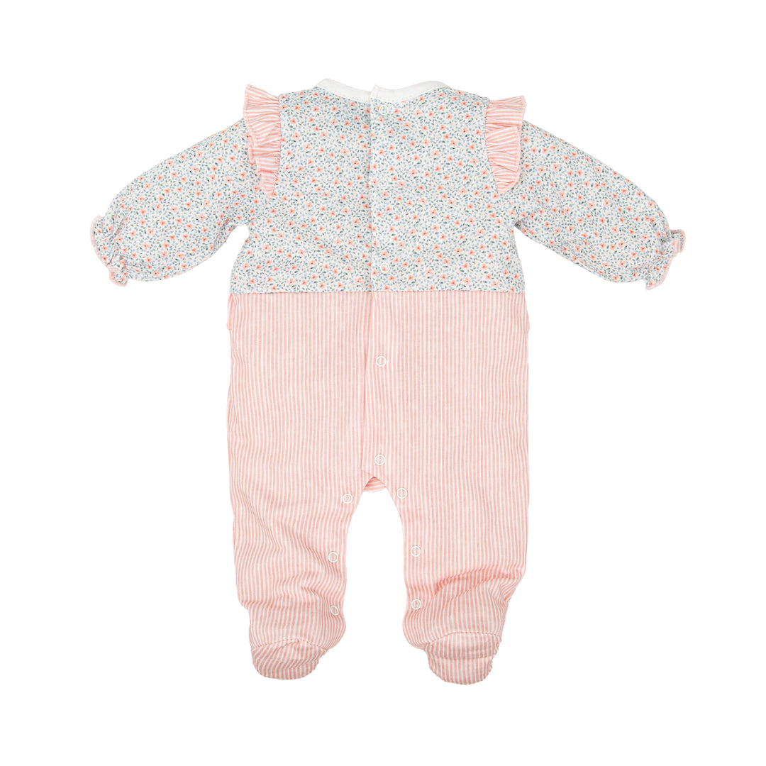 Tutina in cotone con fiori e righe 11223 MU BABIDU 