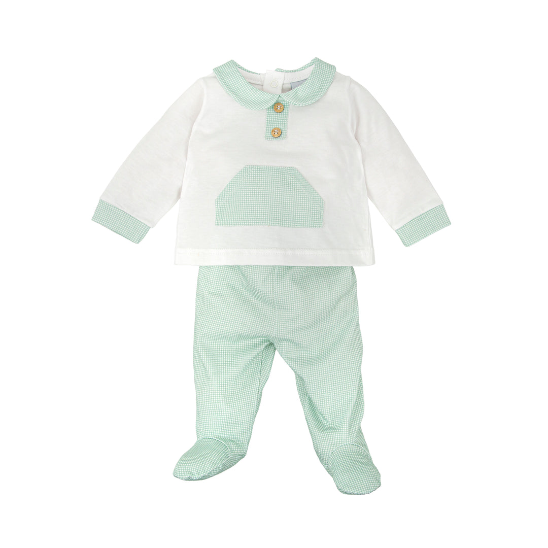 Completo bianco e verde a quadretti 50224 BV BABIDU 