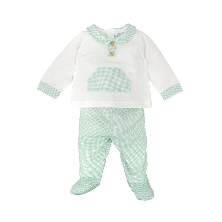Completo bianco e verde a quadretti 50224 BV BABIDU 