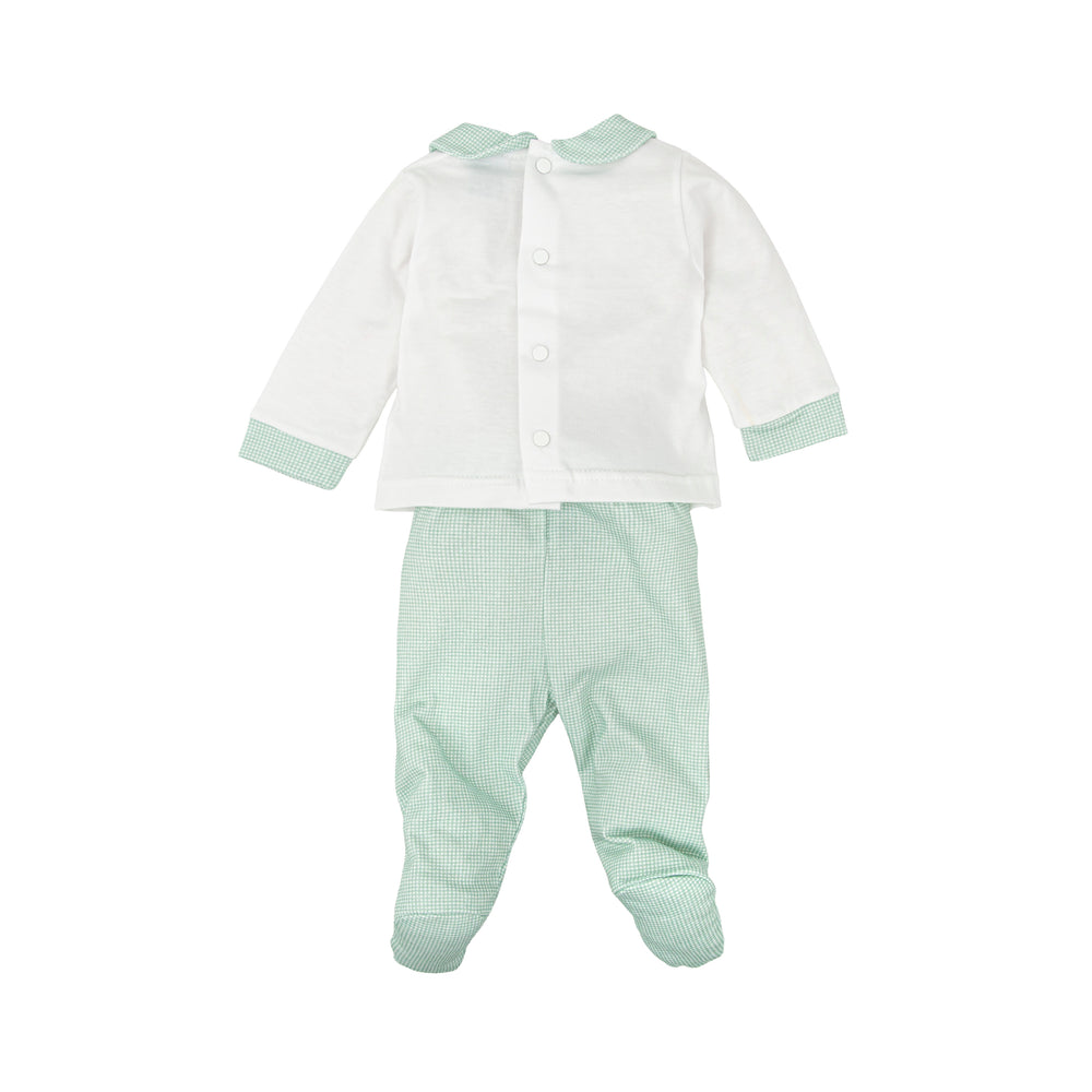 Completo bianco e verde a quadretti 50224 BV BABIDU 