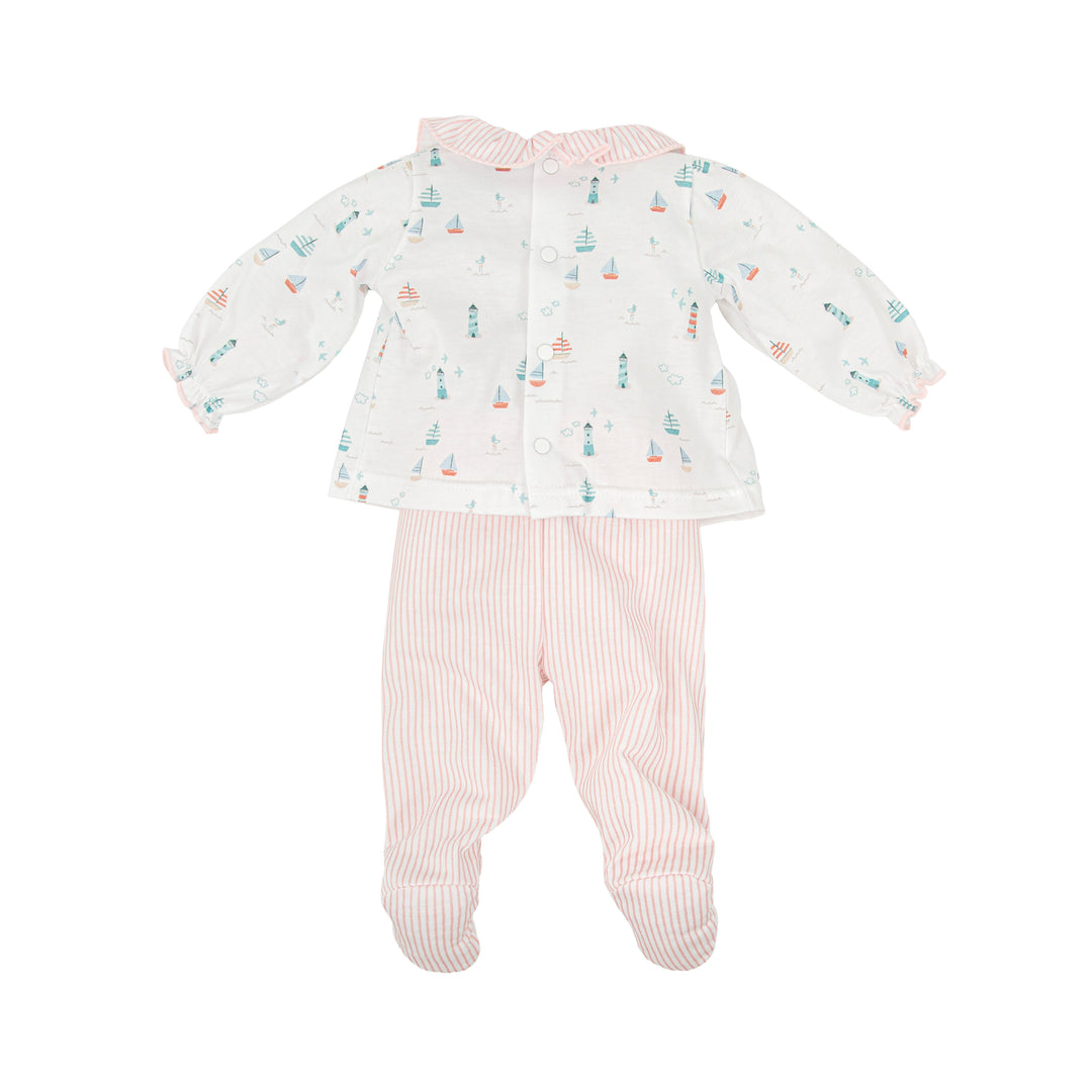 Completo in cotone a righe con stampa marittima 51221 RO BABIDU 