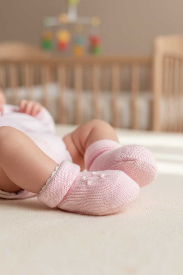 Scarpine in filo rosa con lavorazione a nido d'ape 765 BR BABY Lord 