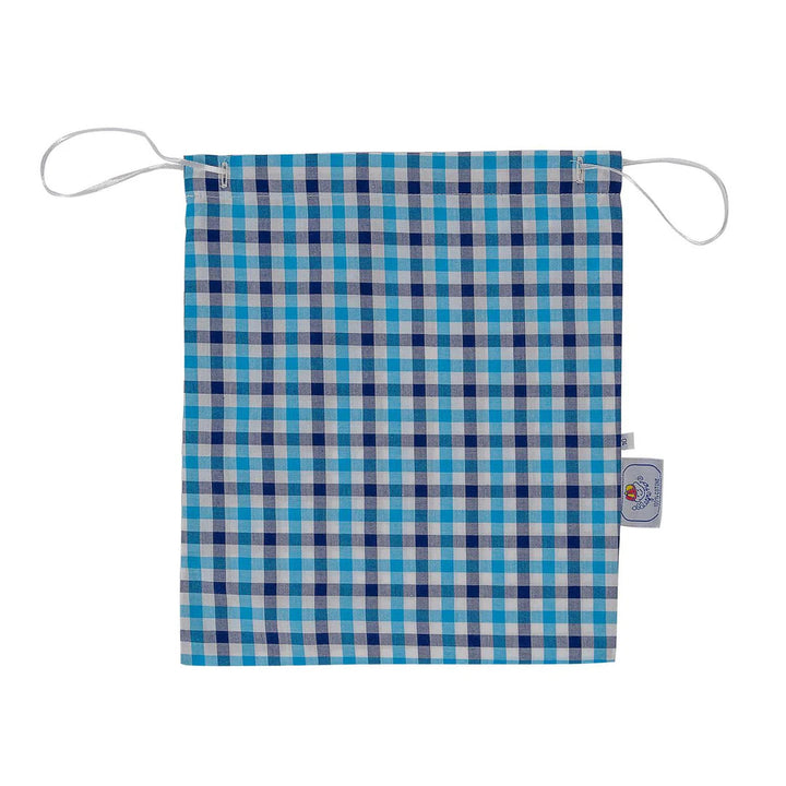 Pigiama lungo in cotone quadro celeste e blu CHARLY BCL 935 GOLD 