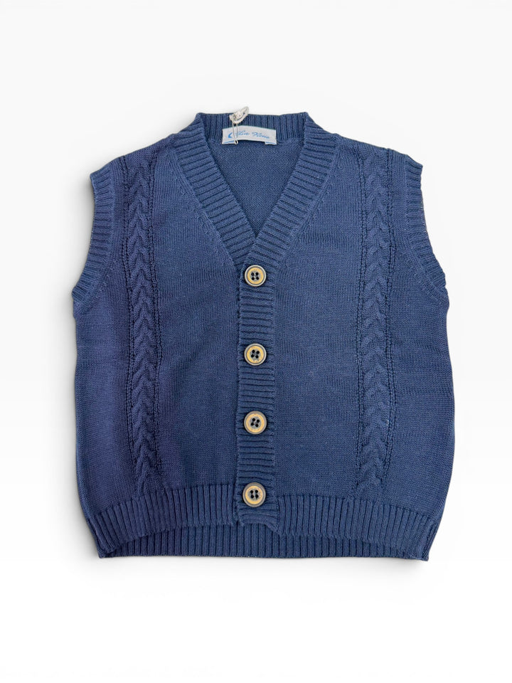 Gilet in filo con trecce neonato 03602/1 BL LA NUIT 