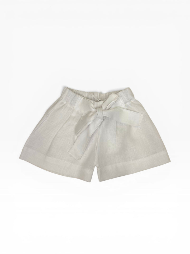 Pantaloncino in lino bianco con fiocco GAIA 22 Mantì 