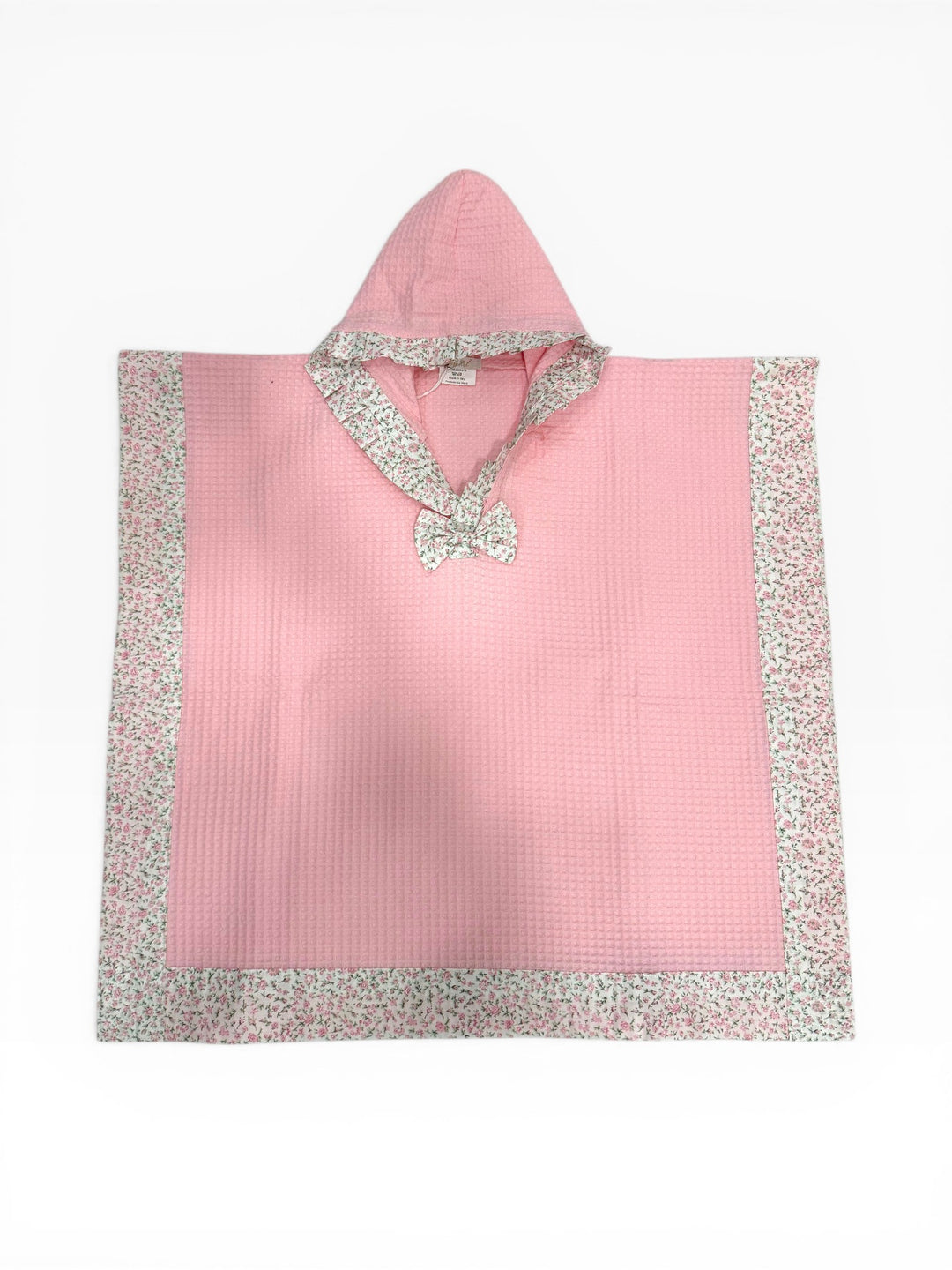 Poncho in nido d'ape rosa con profili floreali LAMPEDUSA 62/10 Mantì 