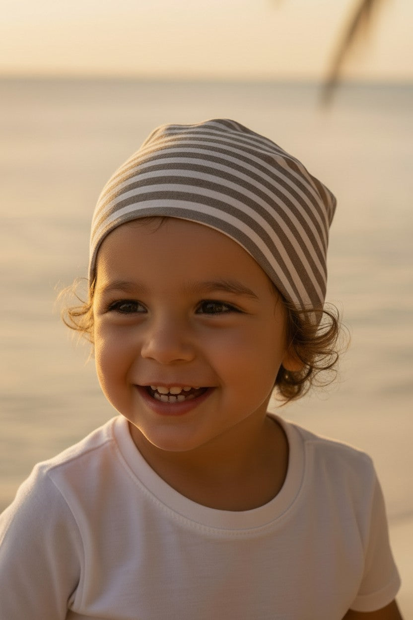 Bandana in cotone a righe tortora MINNY 78 Mantì 