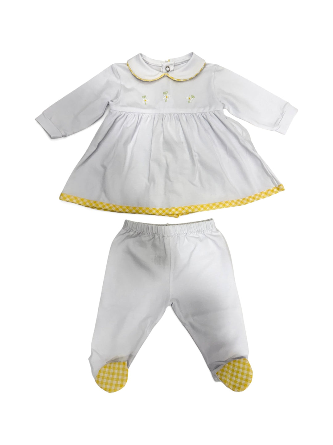 Completo con dettagli vichy e ricami a mano CL8740 BGI Teto e Tatta 