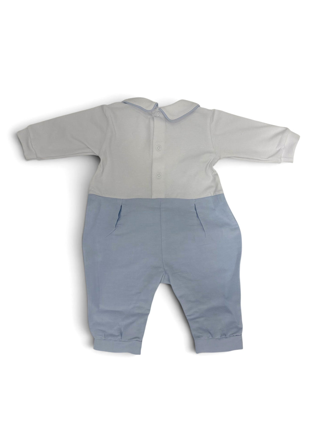 Tutina in cotone e misto lino con effetto salopette e orsetti<BR/> TU8891 BC Teto e Tatta 