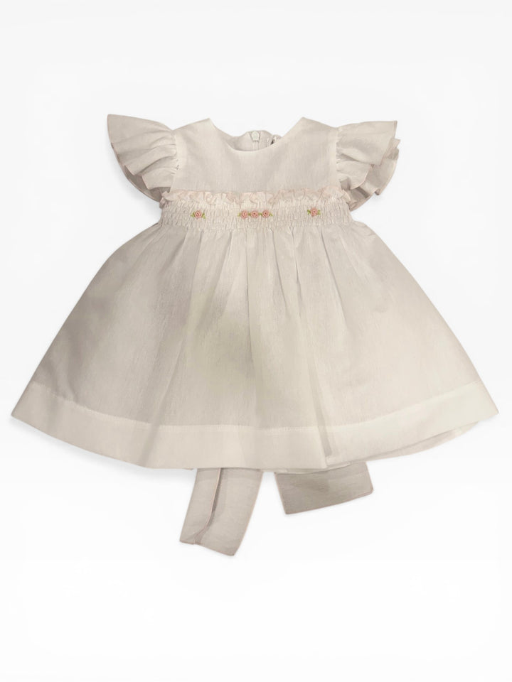 Abito in cotone a nido d'ape con rose ricamate VE8830 BR Teto e Tatta 