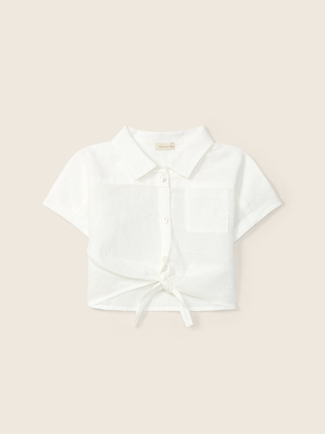 Camicia con nodo in lino bianco 11720T 03 WEDOBLE 