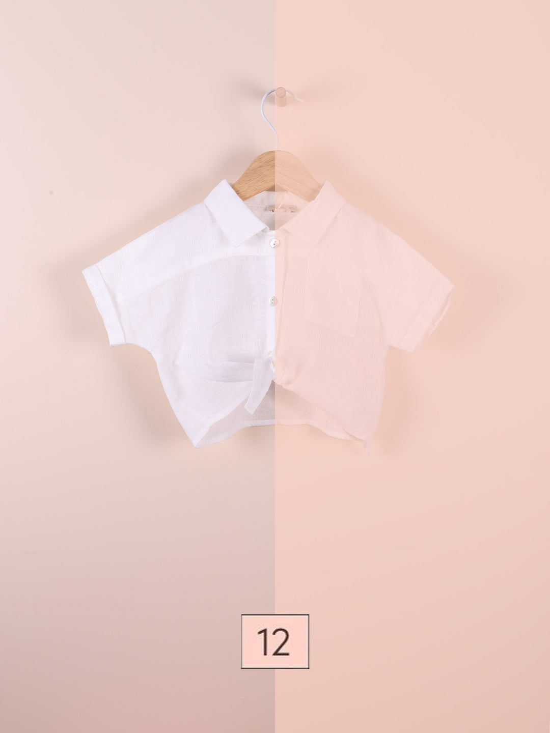 Camicia con nodo in lino corallo 11720T 12 WEDOBLE 