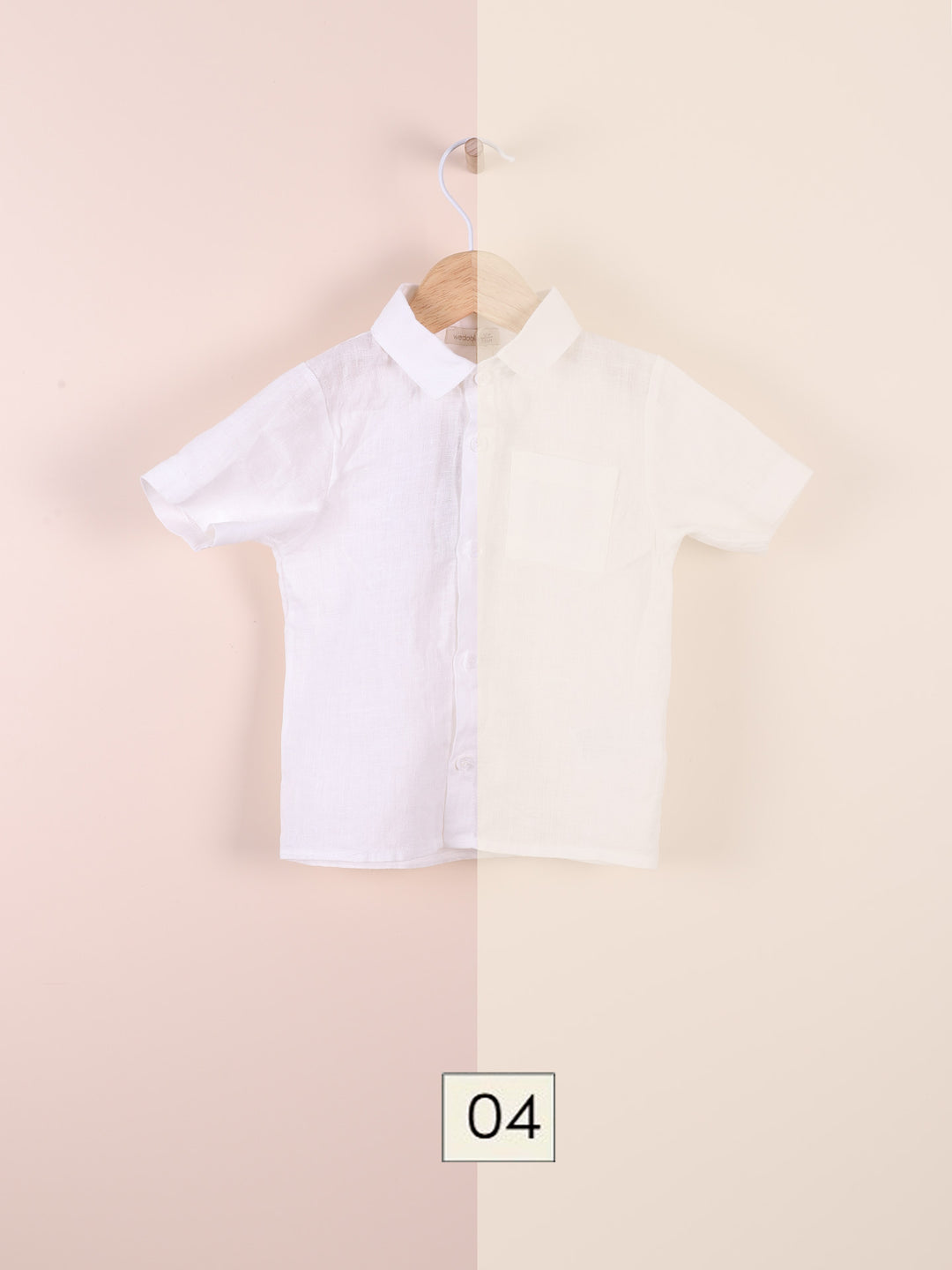 Camicia in lino mezza manica beige 12914C 04 WEDOBLE 