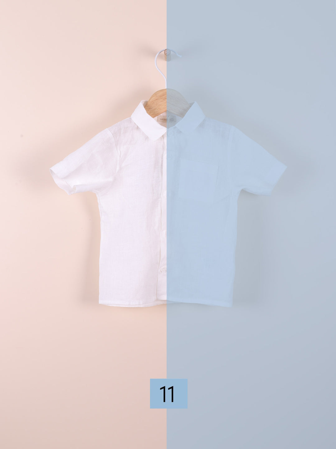 Camicia in lino mezza manica azzurro 12914C 11 WEDOBLE 