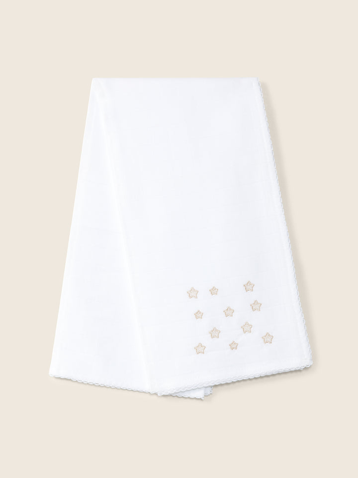 Quadrato in cotone con stelline ricamate beige 18968E 04 WEDOBLE 