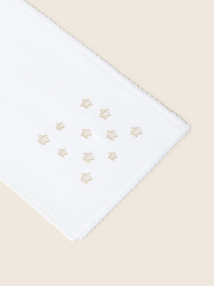 Quadrato in cotone con stelline ricamate beige 18968E 04 WEDOBLE 