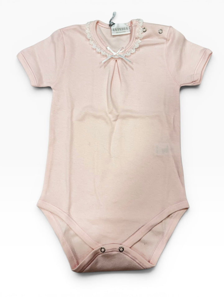 Body cotone caldo con colletto in pizzo e fiocco 52601 R0 La Perla 