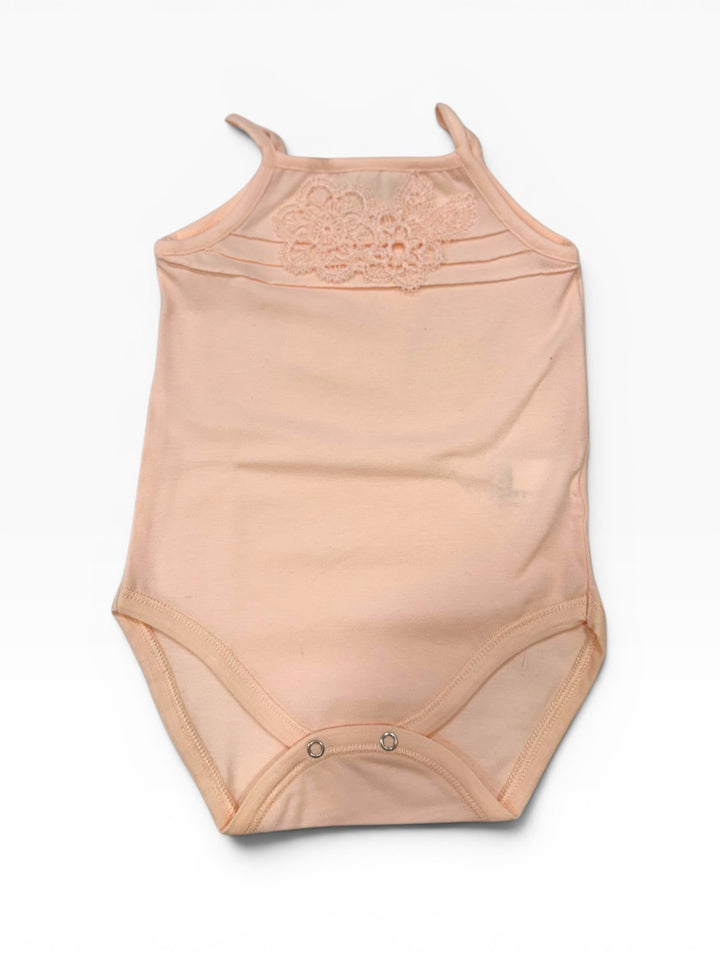 Body a canotta in cotone rosa antico con ricamo floreale 50031 R3 La Perla 