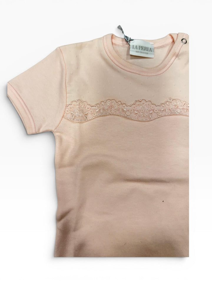 Body cotone caldo con inserto in pizzo e plumetis 52641 R3 La Perla 