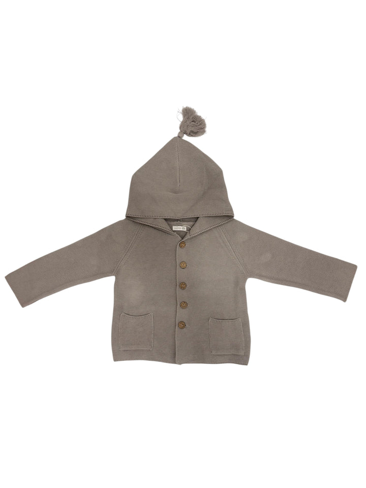 Cardigan con cappuccio in filo grigio 10308A/E 10 WEDOBLE 